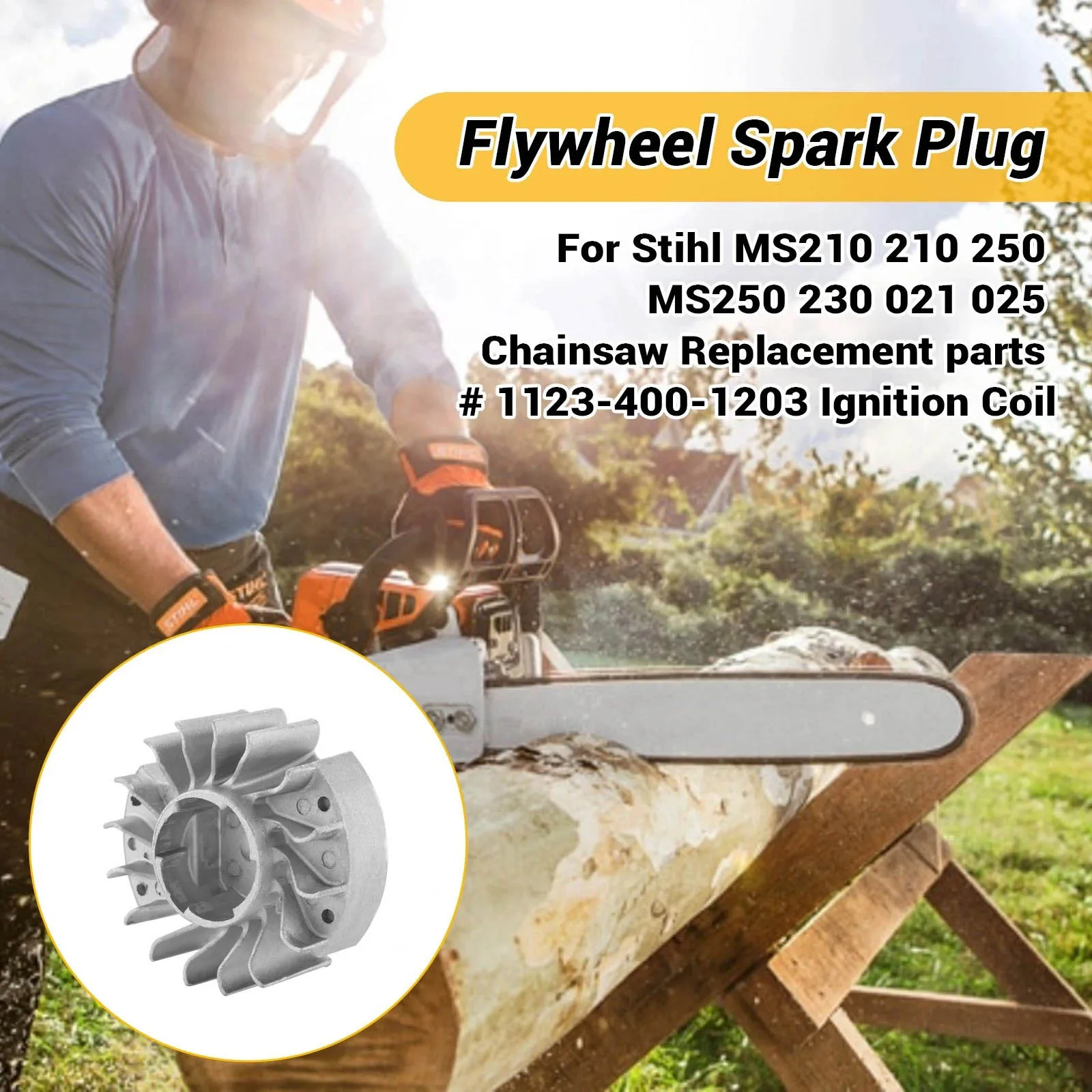Chainsaw Flywheel 1123 400 1203 1123-400-1203 for Stihl MS210 MS230 MS250 Aluminum Magneto Ignition Rotor Direct Fit 100% New