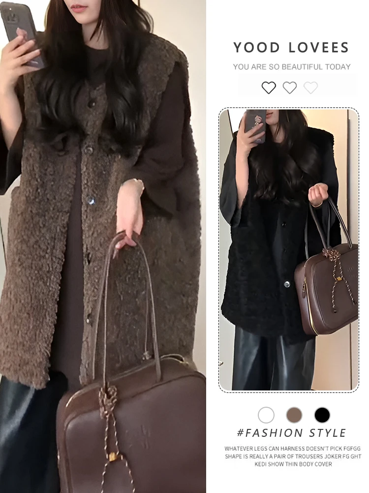 Fashionable Korean Lazy Style Single Button Vest Jacket 2026 Autumn Winter New Arrival Elegant All-Match Design Commute Wind