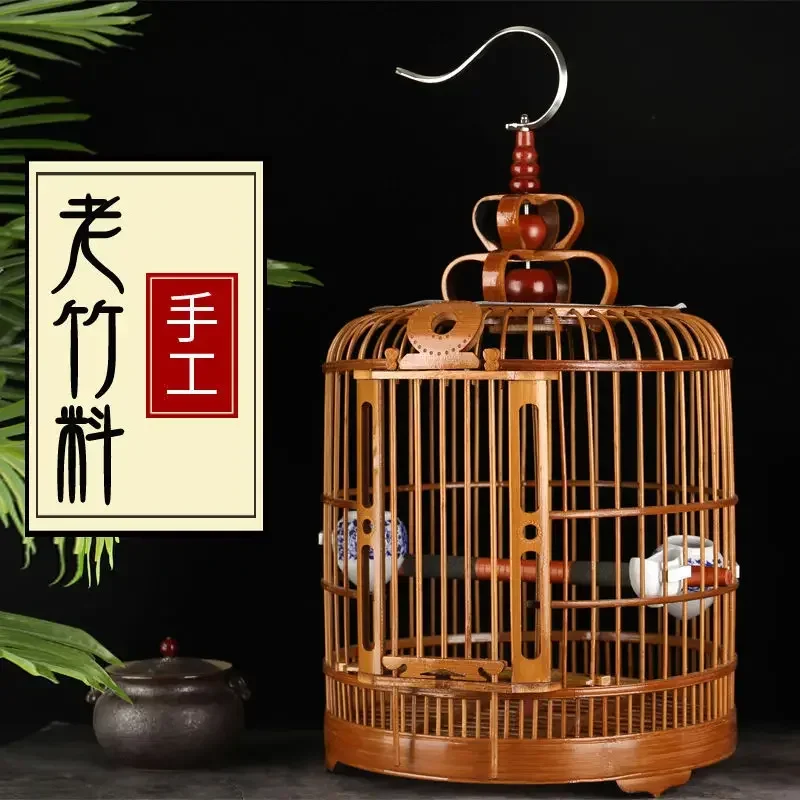 Thrush Bird Cage Bamboo Full Set of Accessories Boutique Handmade Bird Cage Octopus Bird Cage Bamboo Large Bird Cage bird house