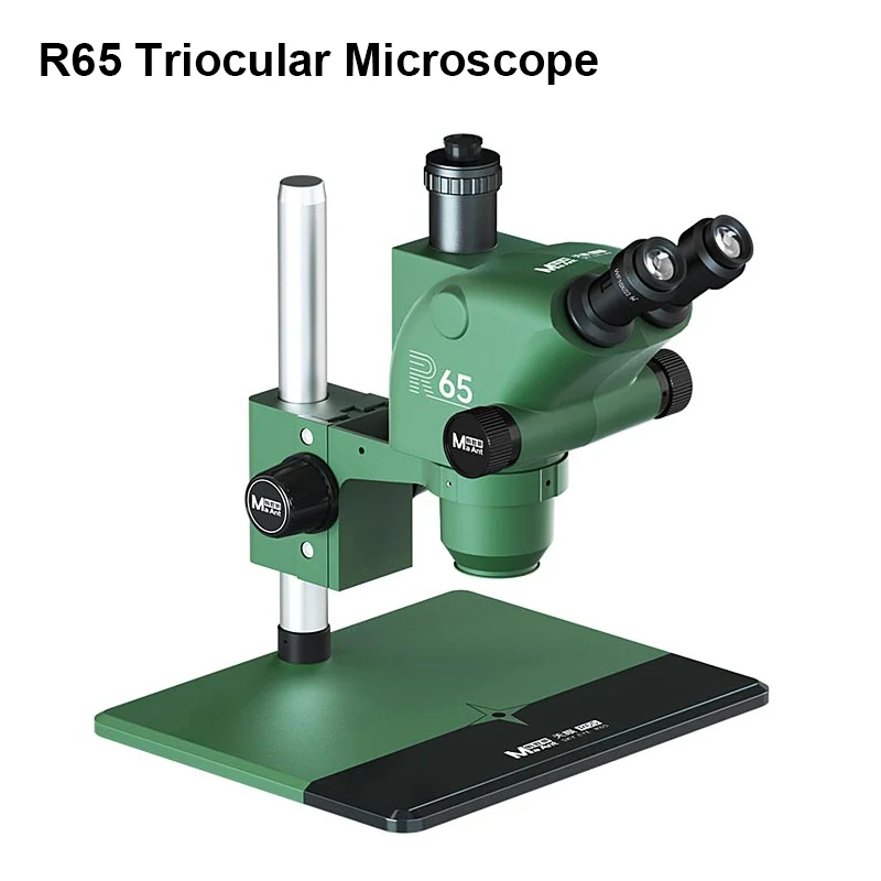 MaAnt R65 0.65-6.5X microscopio trioculare con Zoom ottico con oculare da campo regolabile WF 10X/23 di grandi dimensioni per la riparazione della