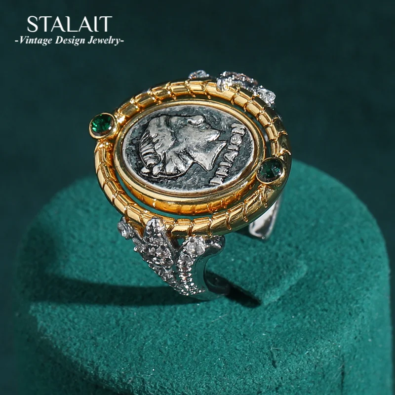 

Vintage Gold Color Oval Relief Beauty Head Shape Rings French Craftsmanship Gold Color New in 2024 Retro Woman Antique Jewelry