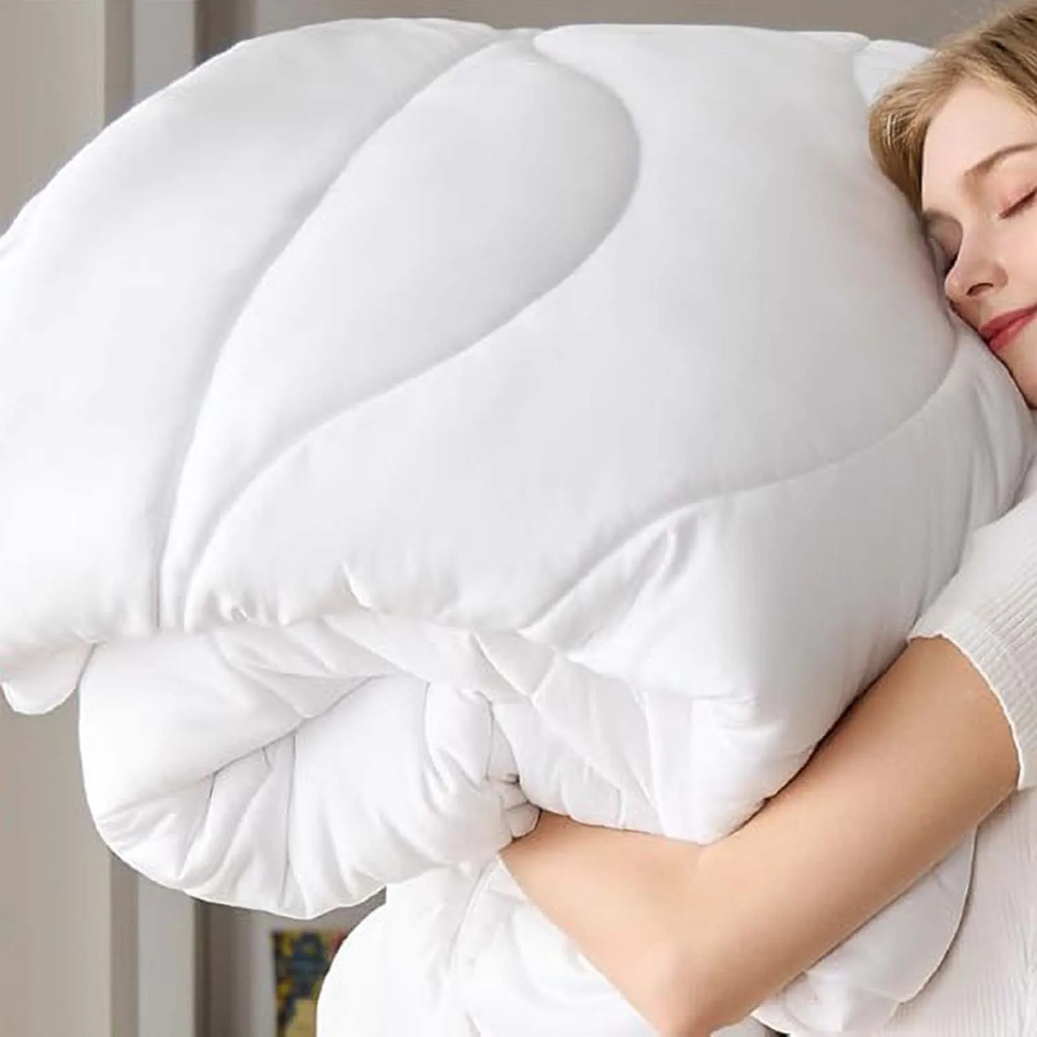 WQSPRING الأبيض ألياف الخيزران لحاف فندق المعزي حاف إدراج أربعة مواسم لحاف مضاد للجراثيم لينة الدافئة تنفس الفراش #3