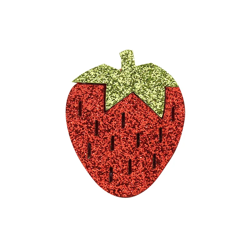 28 szt. 3*3.5cm błyszczy truskawkowy filcowy wypchane aplikacje dla dzieci spinka akcesoria do nakrycia głowy BB błyszcząca dekoracja sprzedaży hurtowej — zdjęcie 2