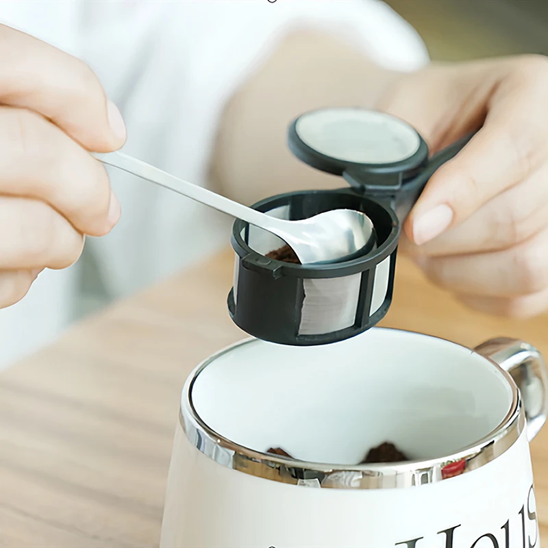 1 Stück Kaffee-Infuser aus robustem Kunststoff, Kaffeekapsel-Pulverfilter, Löffel, Tee-Infuser, wiederverwendbarer Siebeinsatz für losen Tee