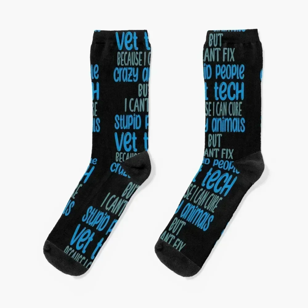 

Vet tech because i can cure crazy animals but i cant fix stupid people Socks funny sock cartoon summer Socks Female Men's