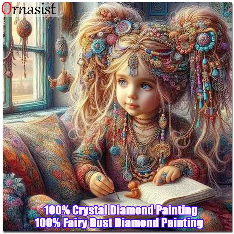 100% Fairy Dust Drill Cartoon Girl DIY Diamond Painting Cross Stitch Portrait Full Crystal Mosaic Embroidery Art Home Decor Gift