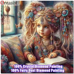 100% Fairy Dust Drill Cartoon Girl DIY Diamond Painting Cross Stitch Portrait Full Crystal Mosaic Embroidery Art Home Decor Gift