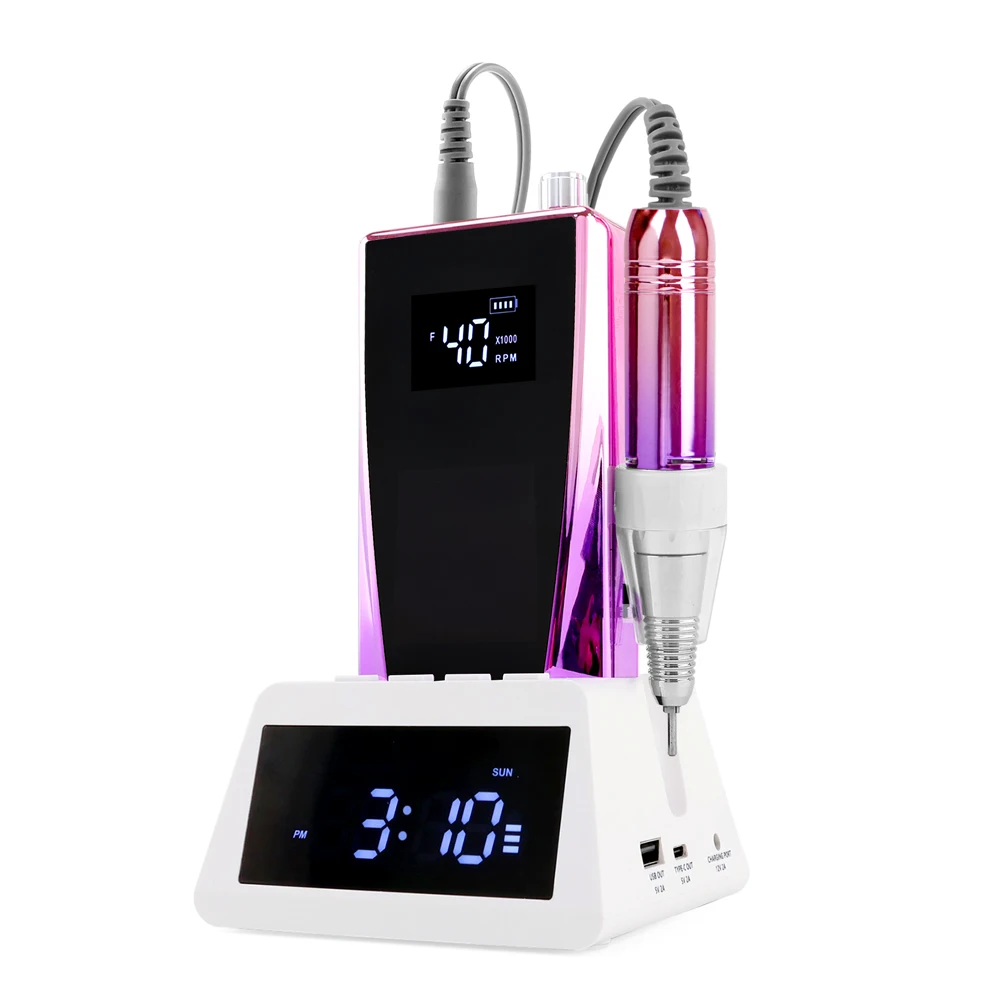 2025 العصرية المحمولة 35000 دورة في الدقيقة أظافر كربون آلة الحفر 45 واط قبضة مانيكير تلميع بطارية قابلة للشحن اللاسلكي قوية #5