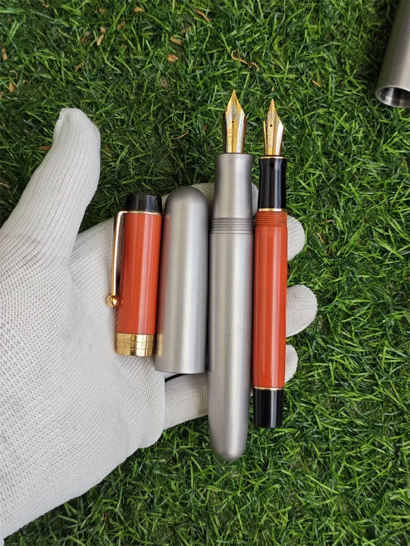 Hot Frosted Wingsung NO.9 F/M/B Nib Huge Large Titanium Alloy Ink Converter Fountain Pen Leadership Business Writing Office Gift