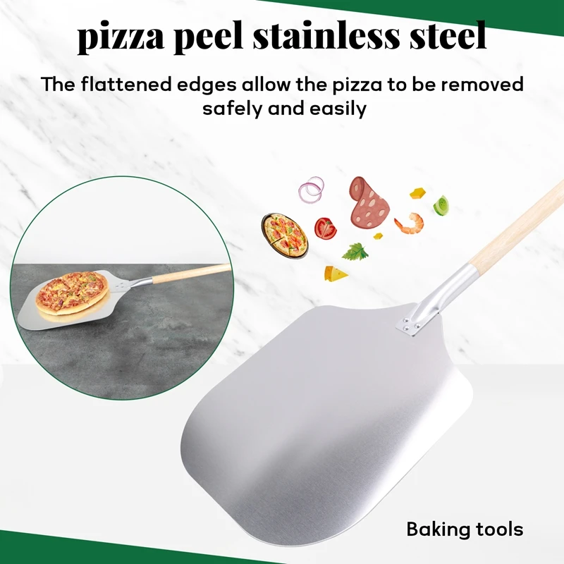 Pizza Pusher, Pizza Peel Made Of Stainless Aluminum (90Cm) - Practical And Solid Thread, Pizza Lifter With Rounded Edges