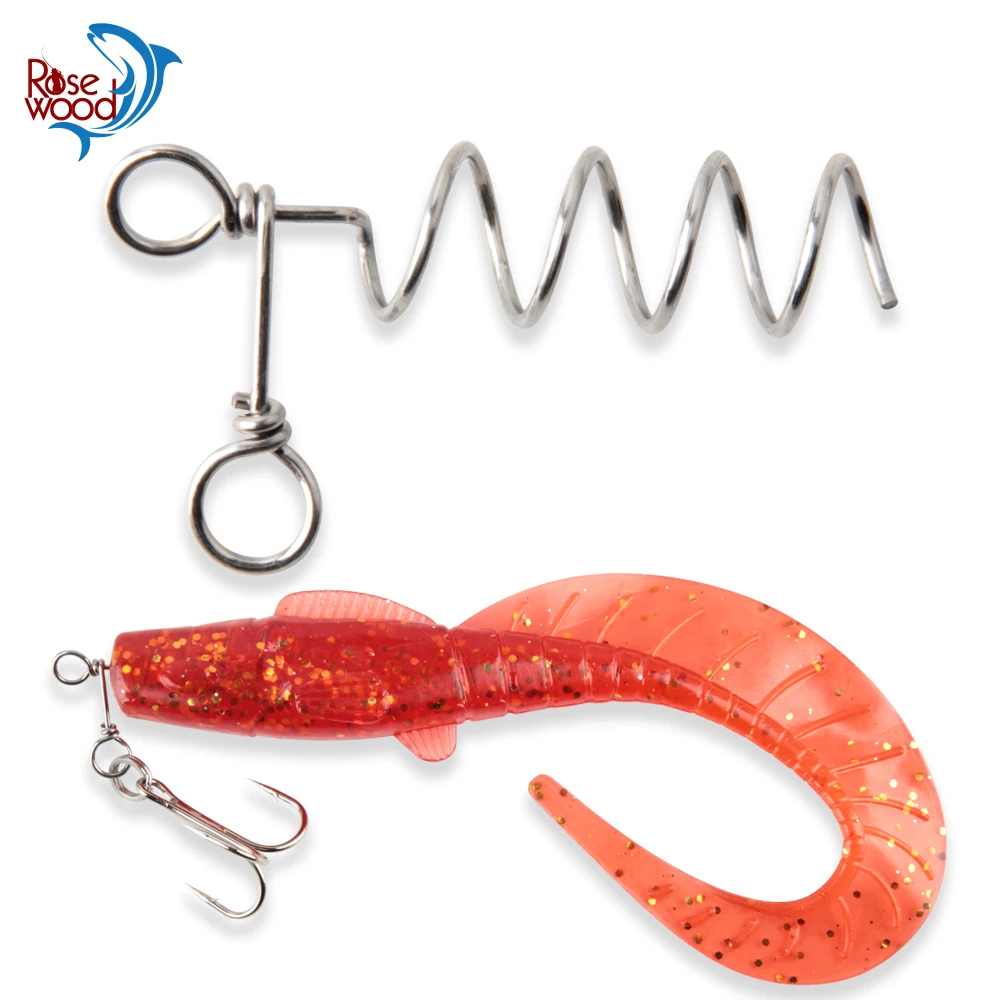 نظام برغي صيد السمك من خشب الورد دبوس زنبركي لتزوير الضحلة طُعم مطاطي ربط ذيول ناعمة على الطعوم الصلبة معالجة القفز