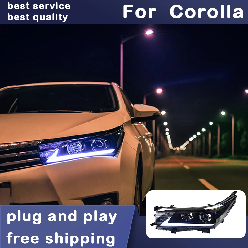 Car Styling Headlights for Toyota Corolla LED Headlight 2014-2016 Head Lamp DRL Signal Projector Lens angel eyes Automotive