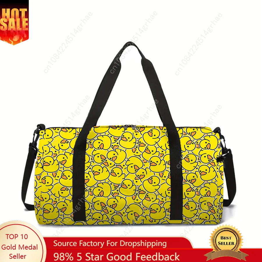 Large Travel Bag Yellow Duck Pattern Multi-Functional Duffle Tote Bag Handbags Waterproof Gym Bags for Boys/Girls Fitness Bag