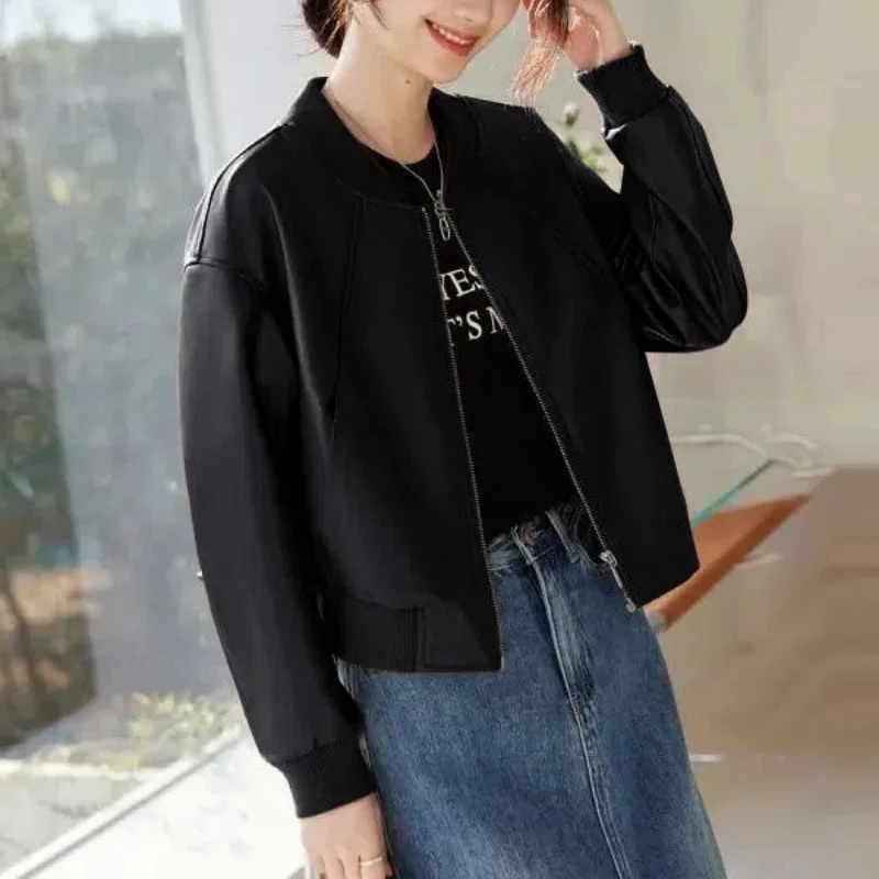 Spring Autumn New Fashion Round Neck Long Sleeve Solid Color Jackets Women\'s Clothing Cardigan Trend Temperament Coats Chic Tops