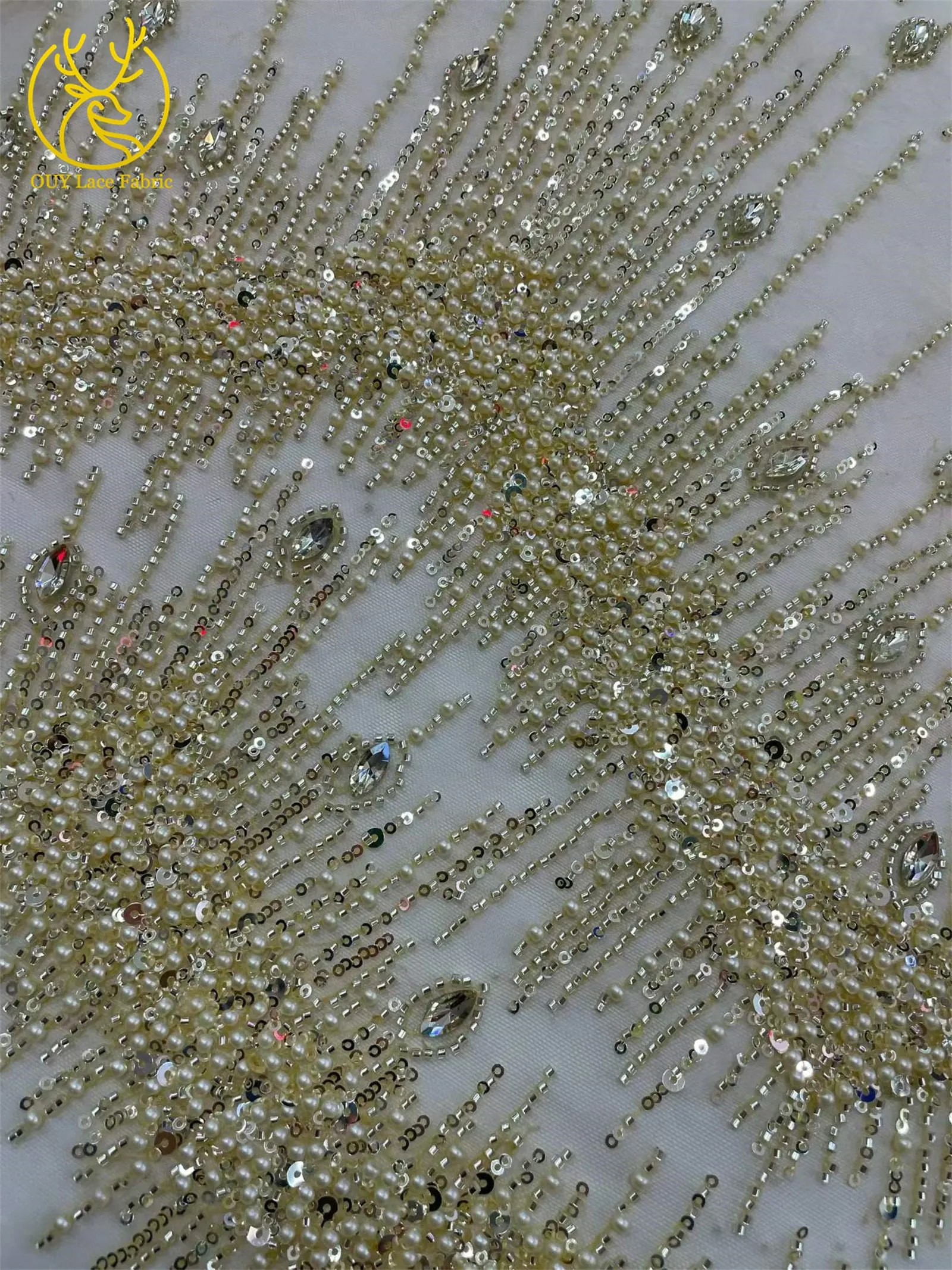 Rosa Hochzeitskleid, afrikanischer Pailletten-Spitzenstoff, 5 Yards, neuer französischer Stein-Pailletten-Tüll-Spitzenstoff für nigerianisches Hochzeitskleid – Detail 11