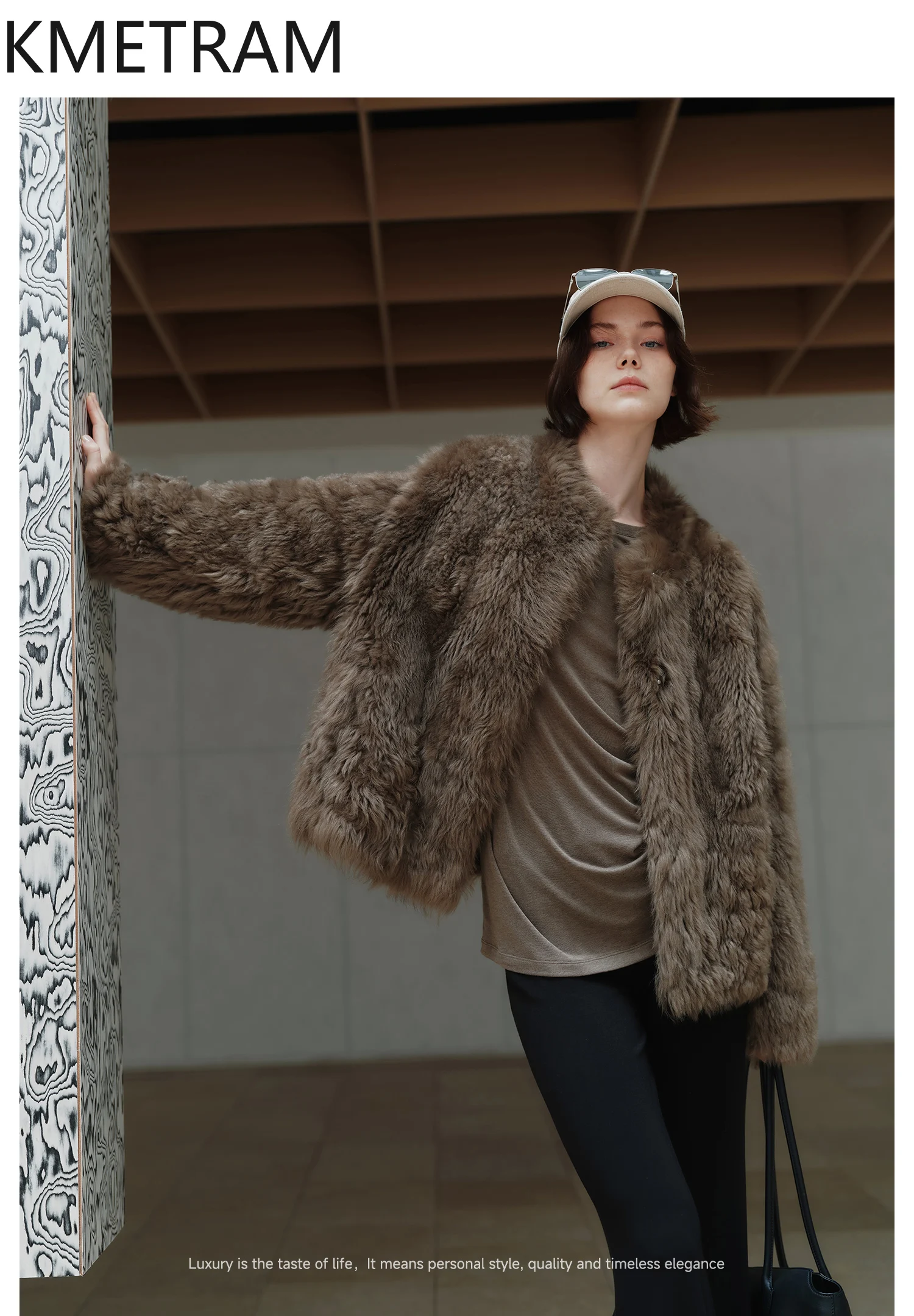 Damska krótka kurtka z prawdziwego futra owczego z naturalnej wełny toskanckiej, dwustronna, w stylu \"old money\", zimowe ubrania damskie, шуба 2025