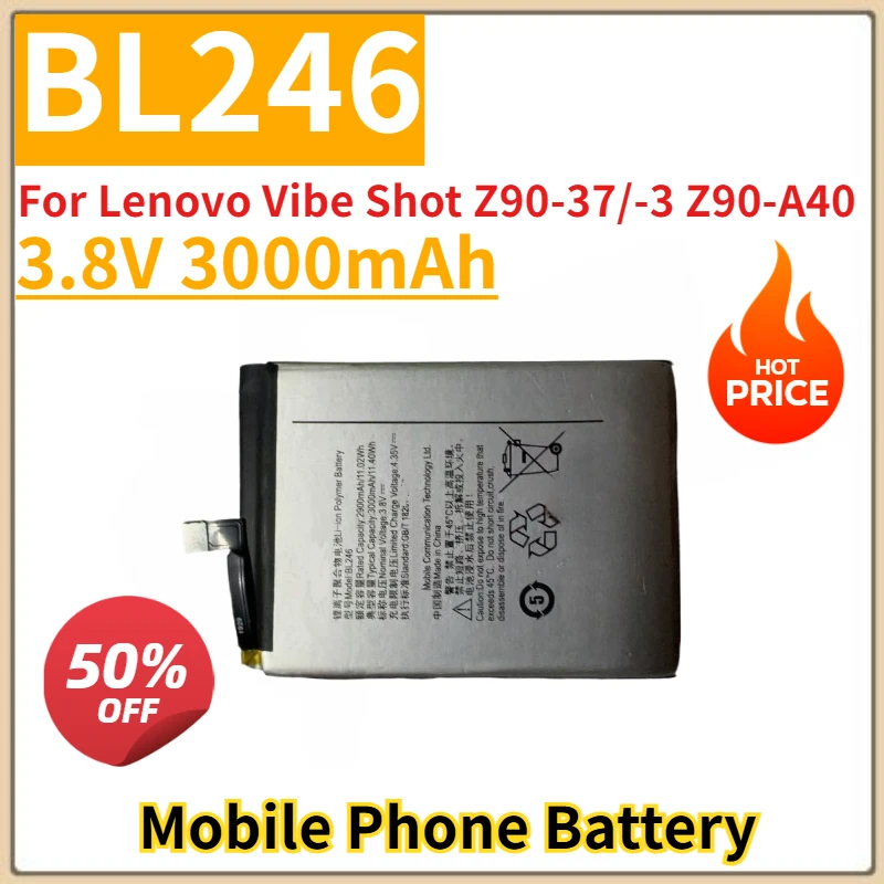 

3.8V 3000mAh BL246 Mobile Phone Battery For Lenovo Vibe Shot Z90-37/-3 Z90-A40 Brand New High Quality