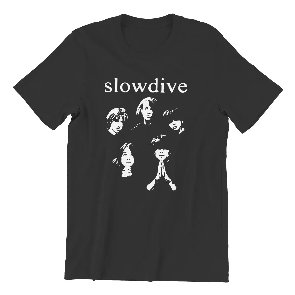 Vintage Poster Slowdive  T-Shirt for Men Crewneck Cotton T Shirts Tour 90s Short Sleeve Tee Shirt Graphic Printed Clothes