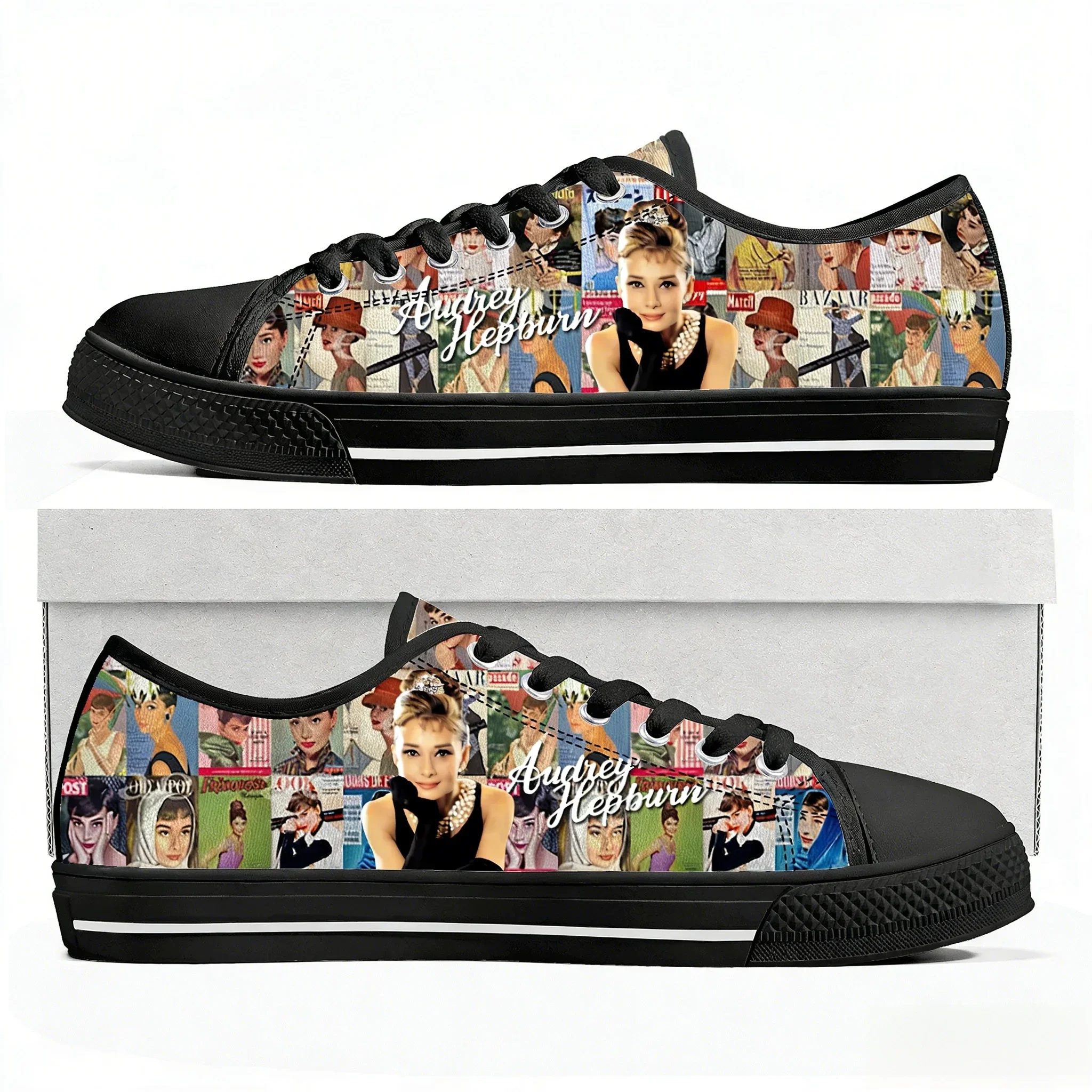 Audrey Hepburn actress Low Top Lightweight Sneakers Mens Womens Teenager High quality Canvas Sneaker Travel Casual Custom Shoes