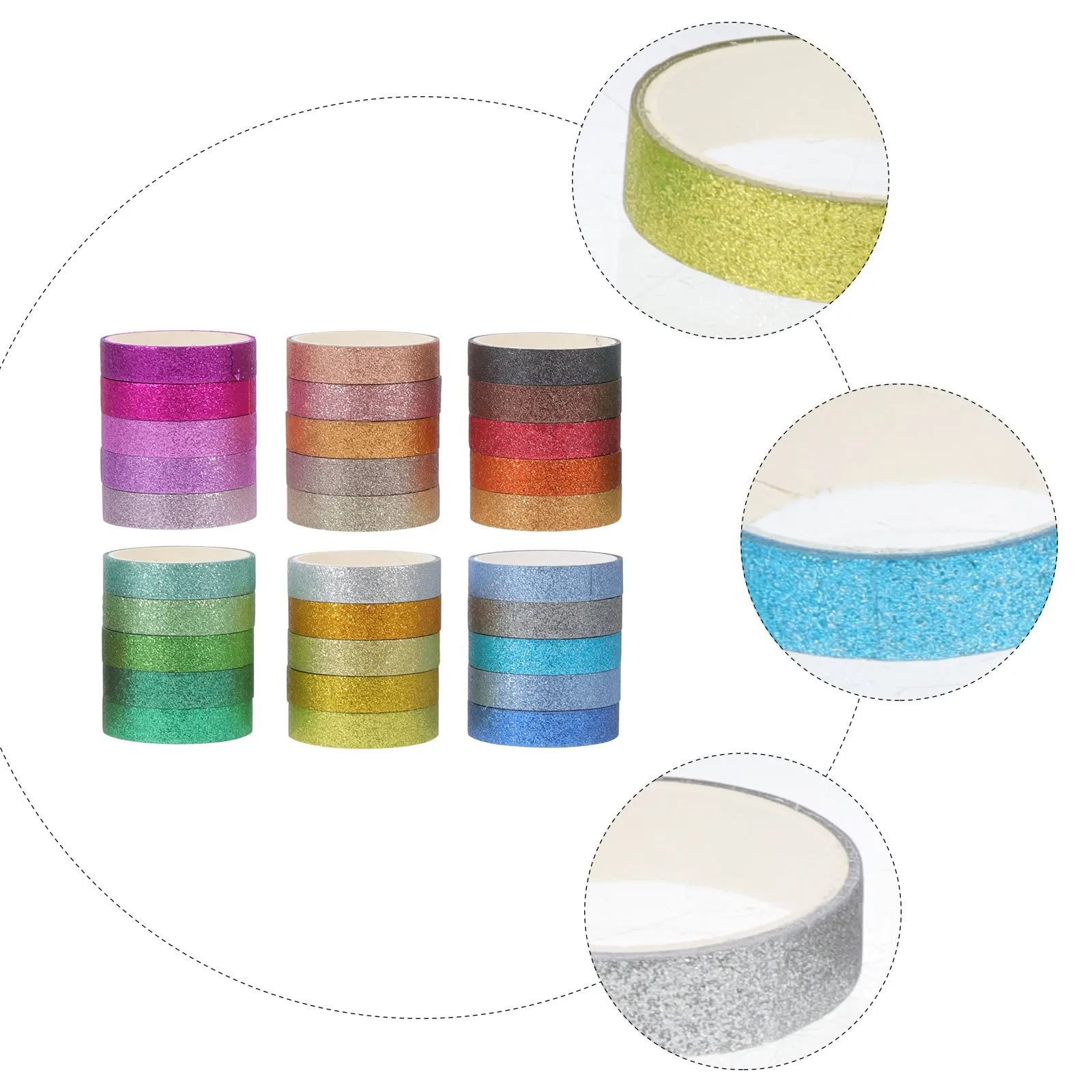 

30 Rolls Glitter Washi Tape Set Self-Adhesive DIY Scrapbook Tapes for Planner Journal Crafts Decorative Supplies