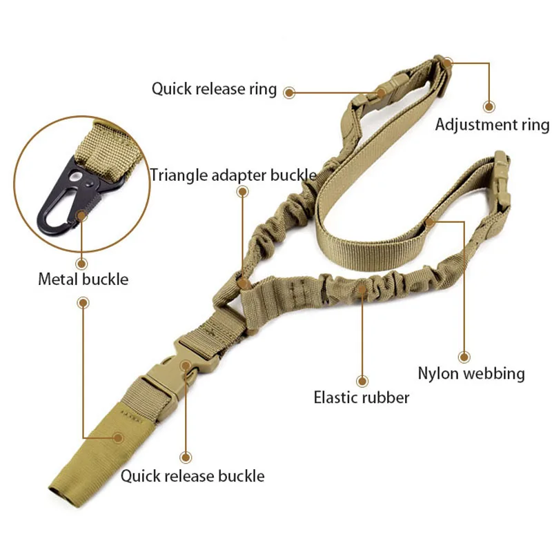 Outdoor Tactical Single Point Rifle Rope Military Sling Shoulder Strap Adjustable Shotgun Gun Strap Self Defense