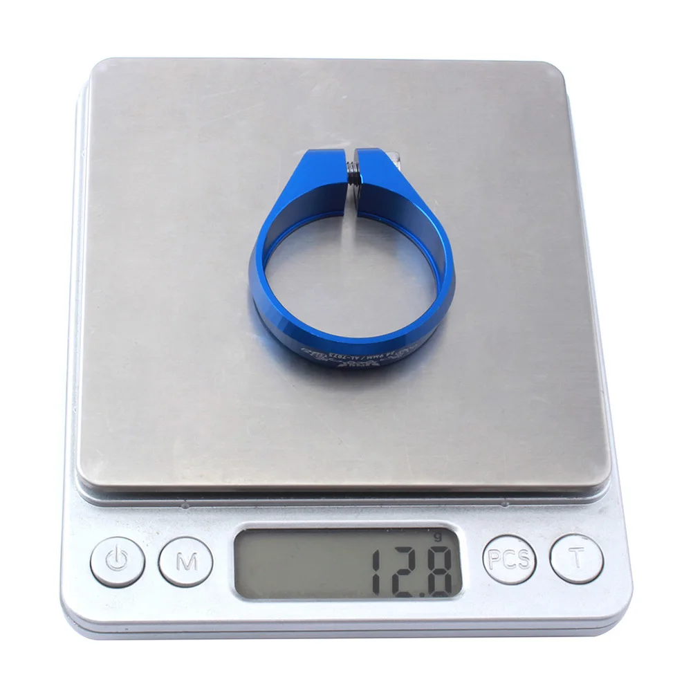 34.9Mm Aluminum Alloy Seat Clamp For Mountain Bike Road Bike Fixed Flywheel Blue Durable Seatpost Collar