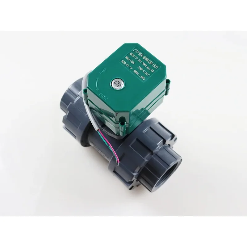 12V Motorized PVC Ball Valve DN40 2-Way BSP 1.5in CR04 Water Treatment Industrial Automation