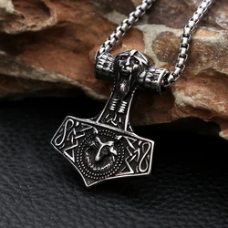 New Vintage Stainless Steel Viking Anchor Pendant Necklace For Men Punk Biker Wolf Head Necklaces Fashion Amulet Jewelry Gifts