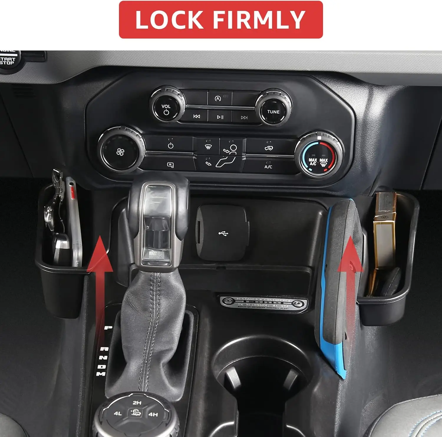 Center Console Organizer Tray For Ford Bronco 2/4 Door Gear Shift Storage Box Additional Interior Storage Accessories