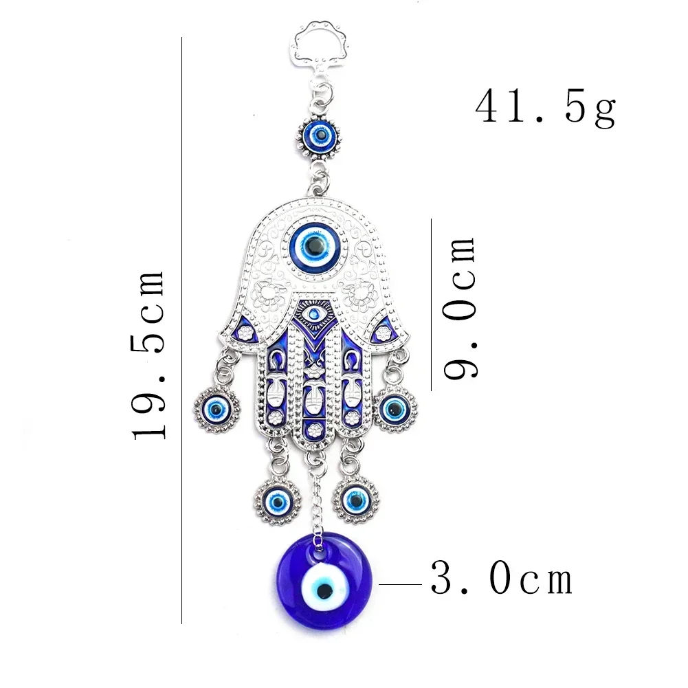 Ijzer Geometrisch Patroon Muur Hangende Windgong Kunst Ambachten Fatima Hand Blue Eye Ornamenten Meditatie Yoga Healing Home Room Decor