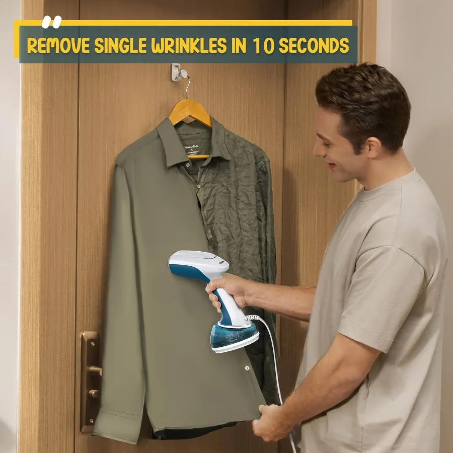 باخرة محمولة للملابس 1200 واط مع خزان مياه كبير 360 مللي مزيل التجاعيد السريع مُبخّر ملابس محمول مثالي للمنزل خارج #2