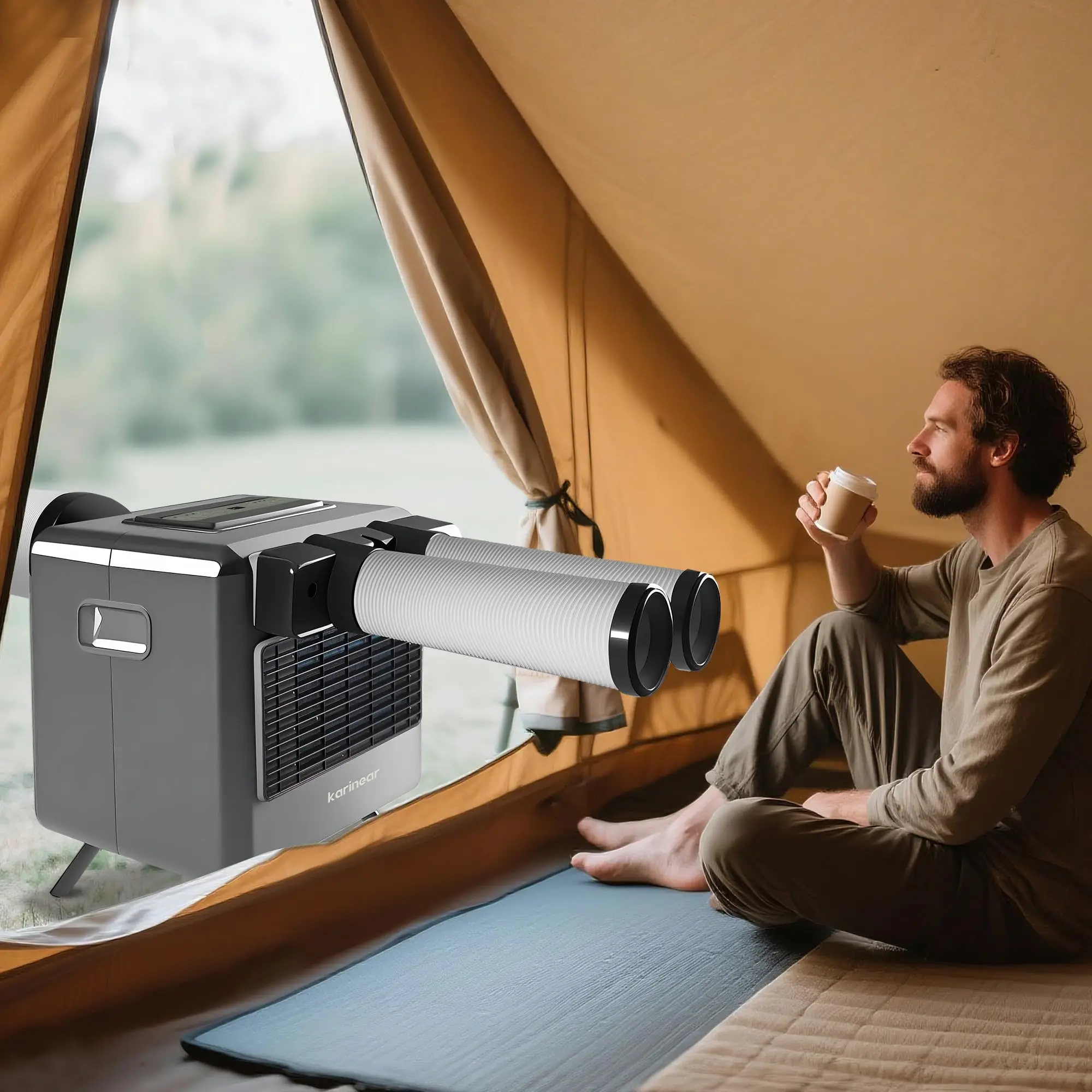 Por Air Conditioners for Camping, Tent Air Conditioner, 3300 BTU, 436 W AC Unit Fast Cooling Down to 60°F, 3 Cooling Modes, 24