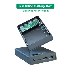 5*18650 Battery Holder 12V PD QC3.0 Quick Wireless Charging Power Bank Case Micro USB Type C Input Detachable 18650 Battery Box