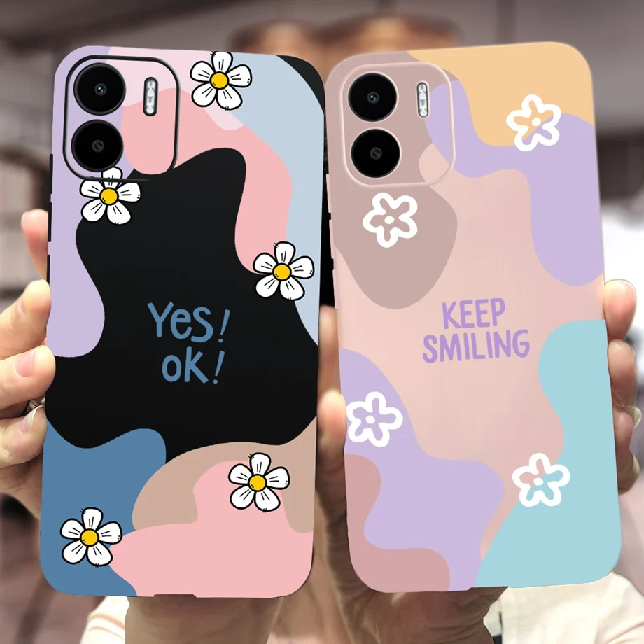 Silicone Phone Cover For Xiaomi Redmi A2 RedmiA2 A 2 Case Bumper Soft TPU Feather Cow Sunflower Coque For Redmi A2 Capas Etui