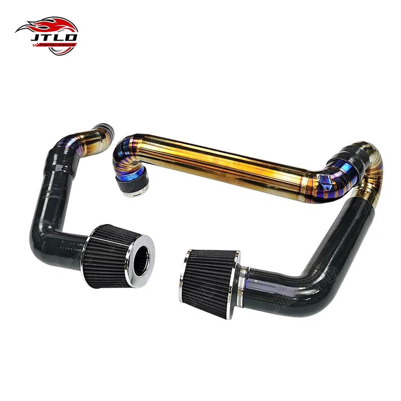 JTLD New Titanium Alloy Exhaust System Muffler Cold Air Intake Kit For S55 Engine F80 M3 F82 M4 1mm Thick Front Mount