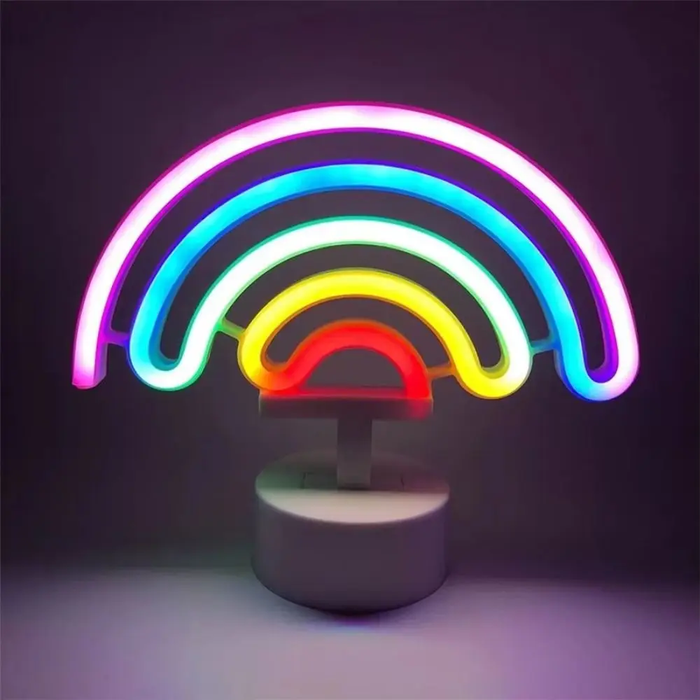 

Colorful LED Neon Sign Nightlight with Base 3D Acrylic Desktop Rainbow Night Light Battery USB Dual-use Flicker Free