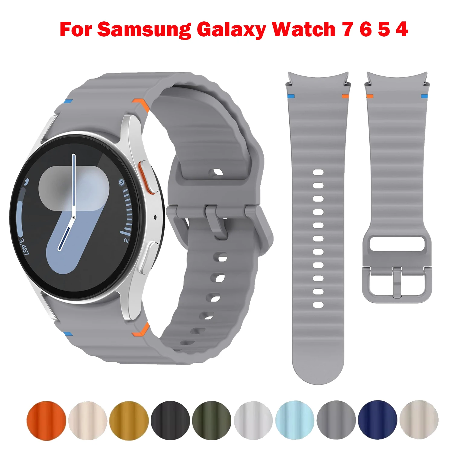 Original Silikonarmband für Samsung Galaxy Watch 7 6 5 4 Classic 5 Pro 44mm 40mm 43mm 47mm 45mm Armband Galaxy Watch 6 Strap