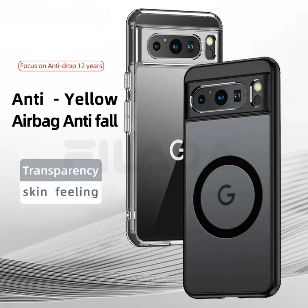 For Google Pixel 9 8 7 Pro XL 8A 7A Case Magnetic Wireless Charging Translucent Frosted Shockproof Bumper Hard Cover Accessories