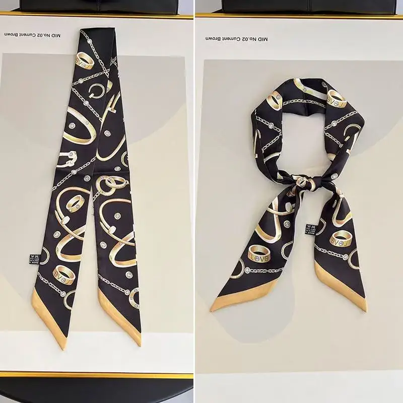 

90*5 см новая цепочка женская саржевая декоративная лента для упаковки сумка лента шелковый шарф французская мода шелковый шарф подарок оптовая продажа