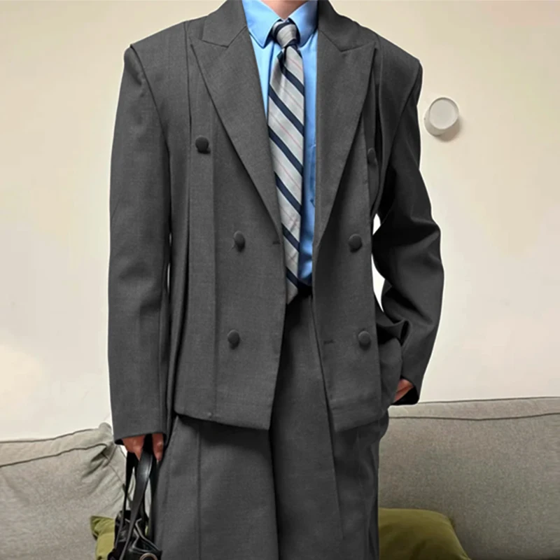 

INCERUN мужской пиджак, однотонный мужской пиджак с лацканами и длинными рукавами на пуговицах, уличная одежда, элегантный модный повседневный тонкий пиджак 2025, мужской пиджак