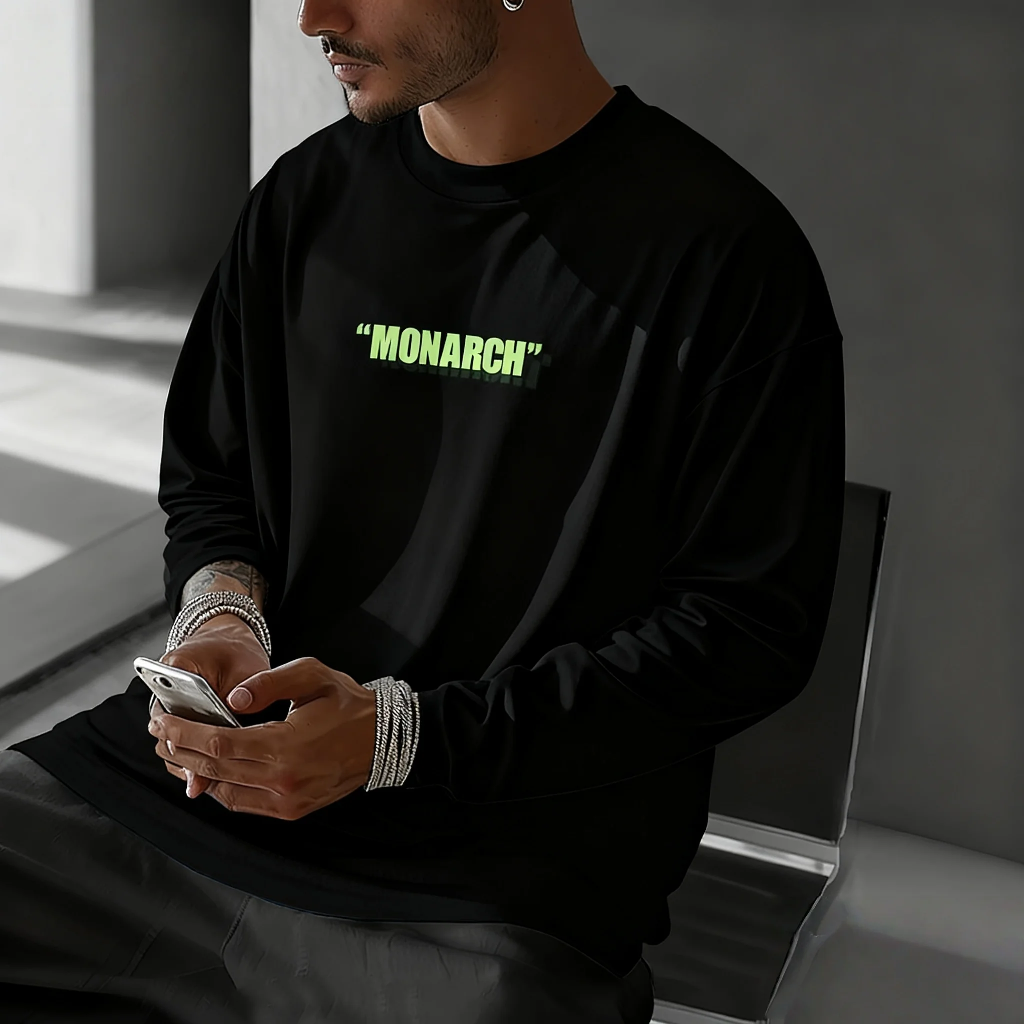 الربيع والخريف الشتاء طويلة الأكمام تي شيرت الأمريكية العصرية الرجال الرجعية العرقية نمط الشارع المعتاد كسول نمط كبير الكبار #5