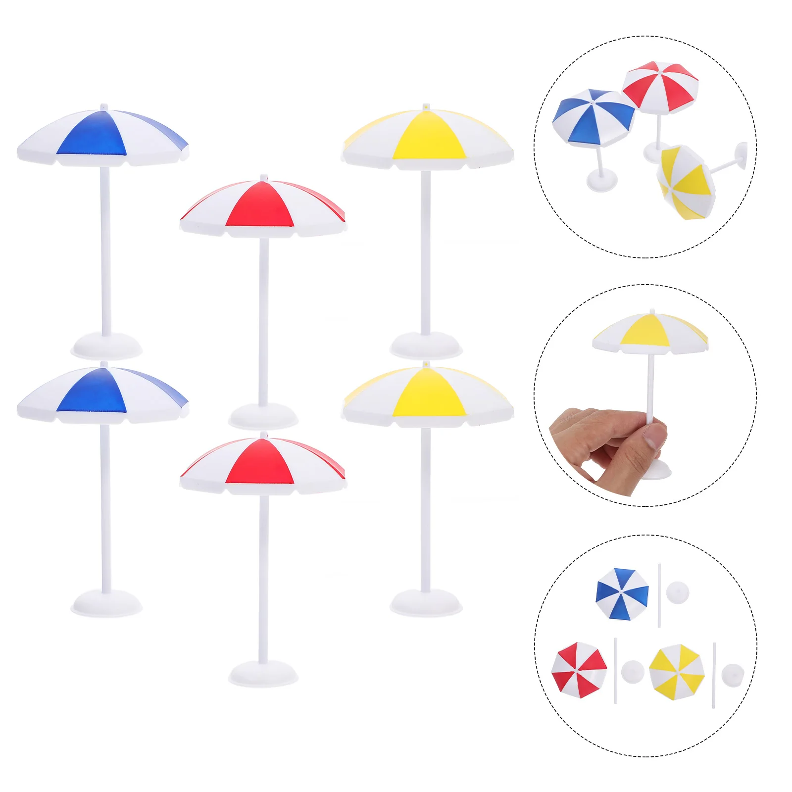 

6 Pcs Parasol Ornaments Beach Figurines Toy Mini Houses Dollhouse Miniature Umbrella Pp Chair Seaside Decoration