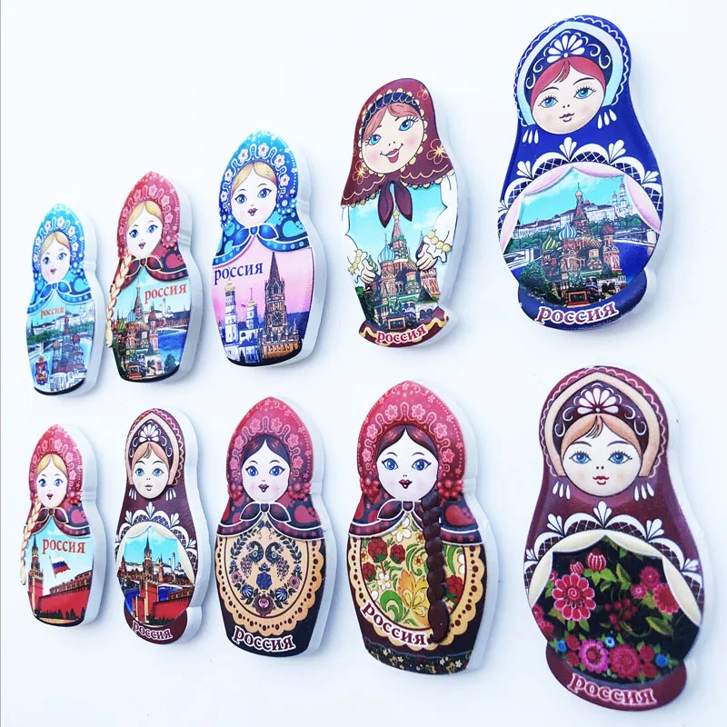 Russia Fridge Magnets Collection Handicraft Gift Tourism Souvenir Resin Refrigerator Magnets Sticker