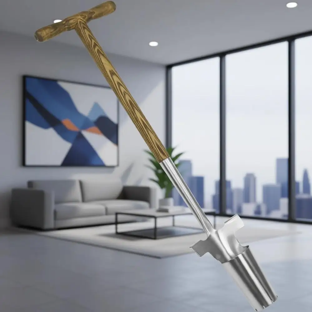 

Гибкая садовая лопатка из нержавеющей стали (37 см) с 4 отметками глубины и удобной Т-образной длинной деревянной ручкой для посадки тюльпанов