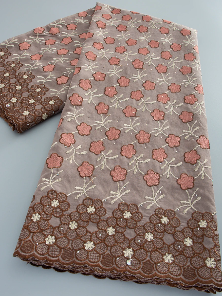 

Swiss Voile Cotton Fabric Lace Stones African Nigerian Lace Embroidered Fabric Party Dresses For Women Latest 2026,5yards 4818