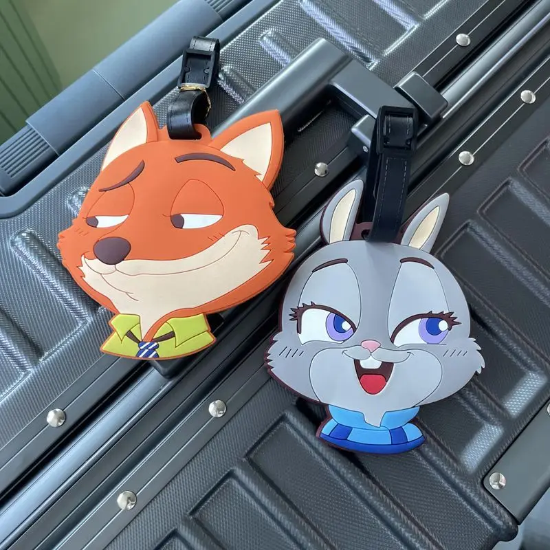 Zootopia جودي نيك علامات الأمتعة حقائب الظهر المعلقات الصعود يمر علامة السفر اسم العلامات علامة تعليق الأجهزة الطرفية الكرتون
