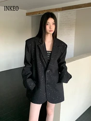 New design Rhinestone blazer for women Oversize 2025 Collection Notched neck Single breasted jacket Suit Ladies Fashion 4O134