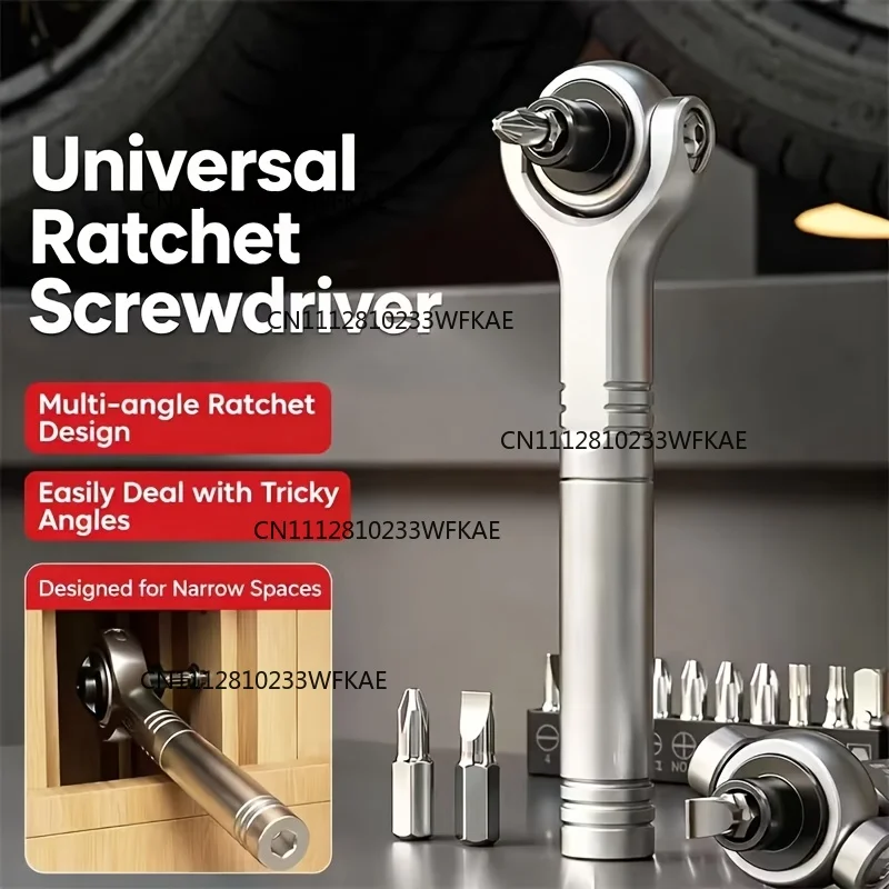 Universal Ratchet Wrench Socket Screwdriver Bit Dual-Purpose Forward and Reverse Magnetic High Speed Screwdriver Repair Tool