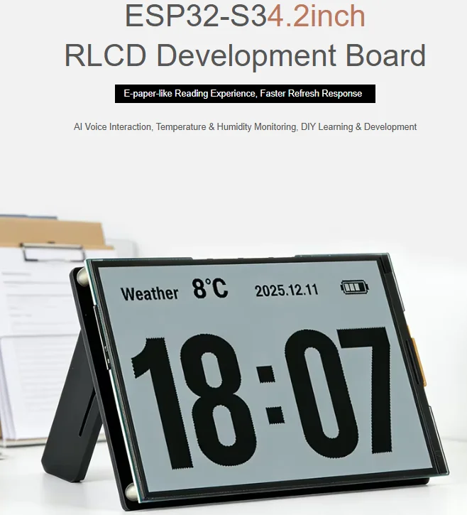 WAVESHARE ESP32-S3 4.2" RLCD Development Board, 300×400 Display, Wi-Fi & Bluetooth LE Support