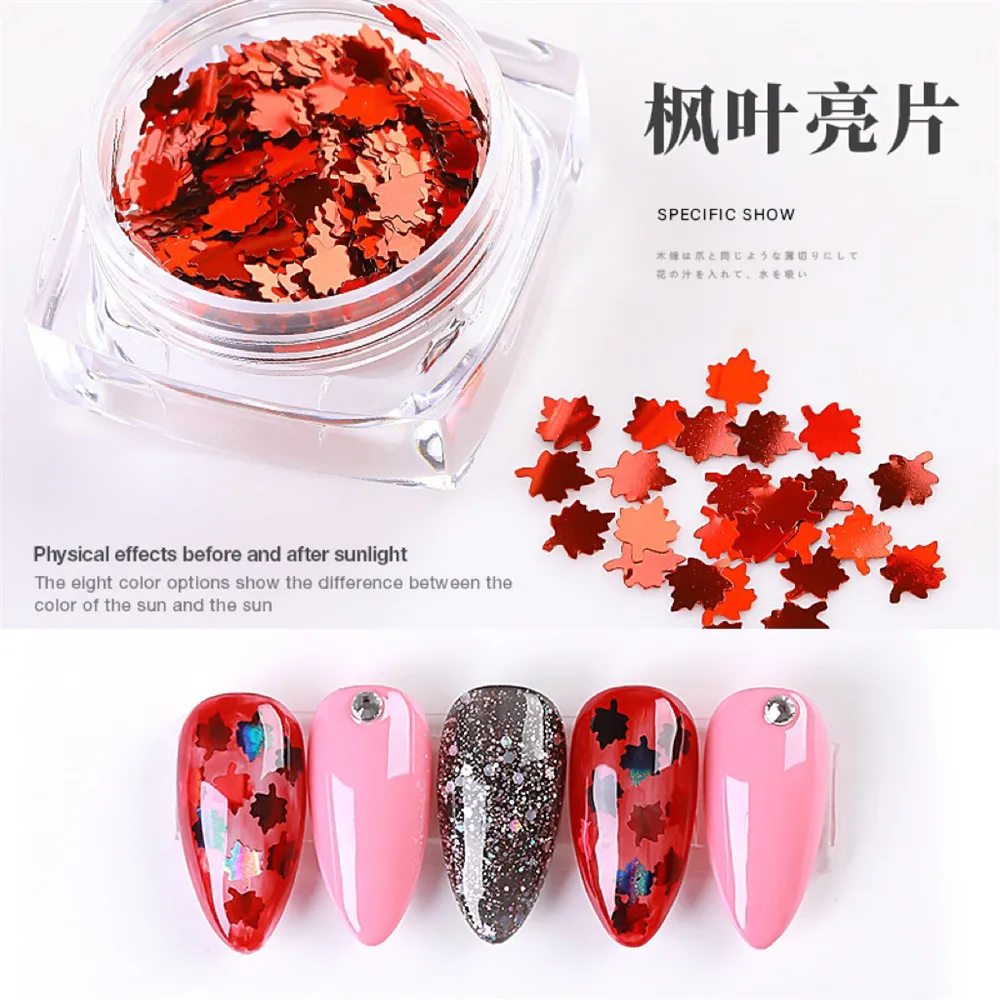 

TCT-171 Maple Leaf Shape 4MM Glitter For Nail Glitter Nail Art Decoration Nail Gel Body Art Makeup Manual Crafts DIY Decoration